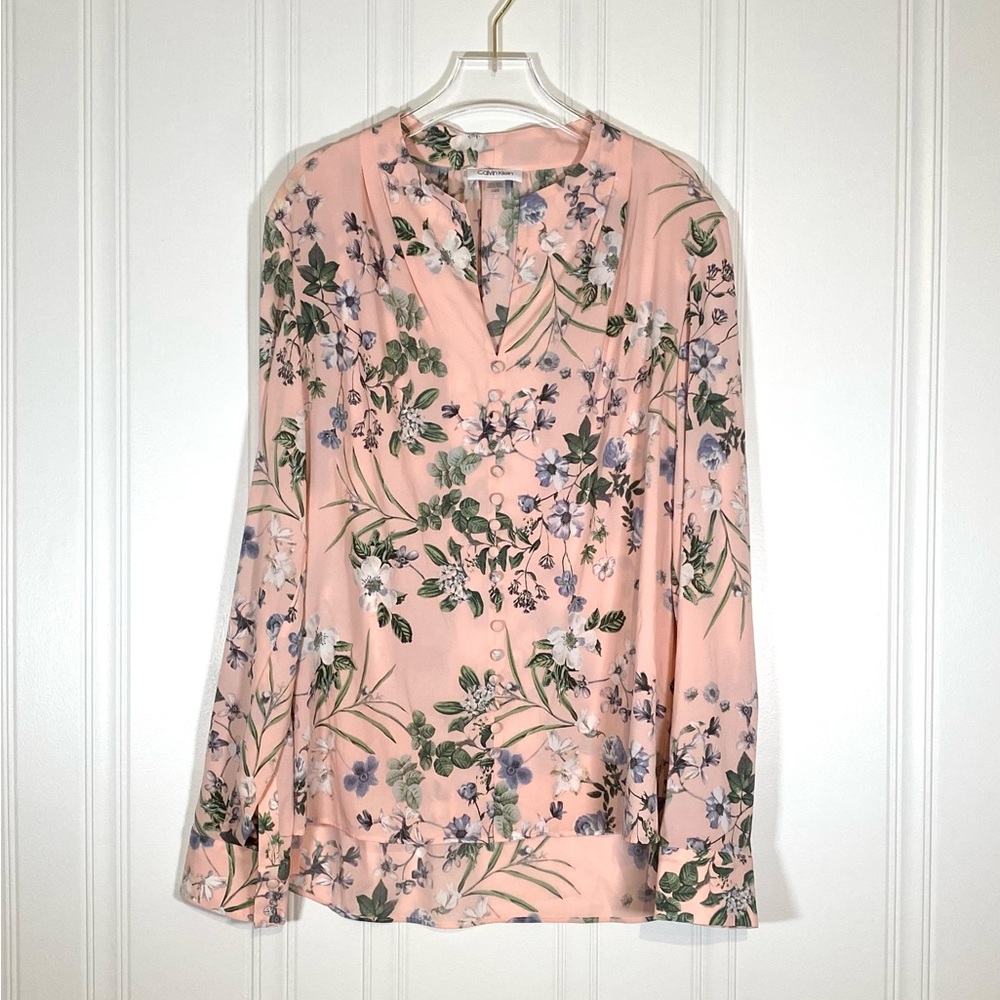 Calvin Klein Pink Floral Blouse Large